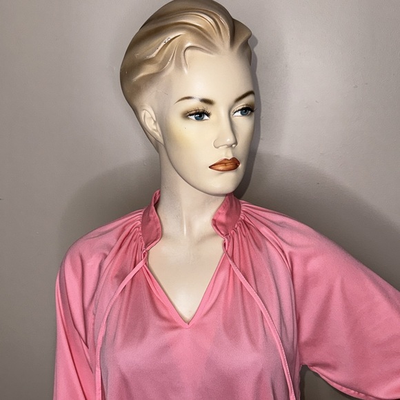 Vintage Pink Long Sleeve Polyester Blouse - Picture 6 of 16